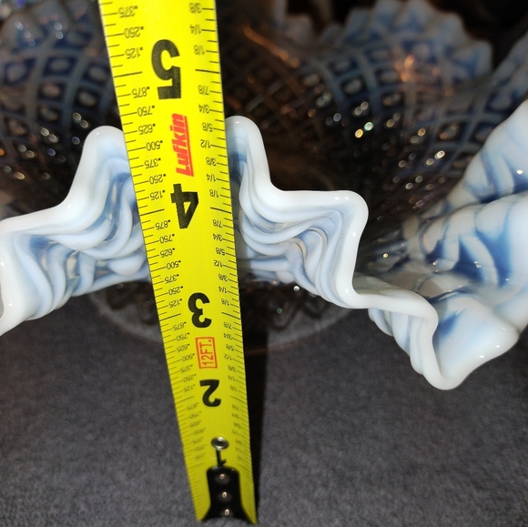 Large Vintage Fenton Opalescent Hobnail 12”Bowl! Ruffled Edges,VERY OLD!! - Picture 3 of 9